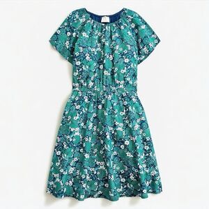 J Crew Crewcuts Girls' printed cotton poplin dress in emerald forest floral SZ12